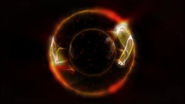 Kozmik enerji soyutlaması. Sanal küre, uzayın yaratıcılığını ve çekici gizemini vurgulayarak ışık ve dalgalarla oynar..