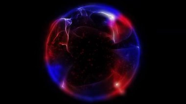 Kozmik enerji soyutlaması. Sanal küre, uzayın yaratıcılığını ve çekici gizemini vurgulayarak ışık ve dalgalarla oynar..