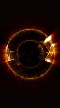 Kozmik enerji soyutlaması. Sanal küre, uzayın yaratıcılığını ve çekici gizemini vurgulayarak ışık ve dalgalarla oynar..