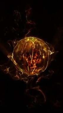 Kozmik enerji soyutlaması. Sanal küre, uzayın yaratıcılığını ve çekici gizemini vurgulayarak ışık ve dalgalarla oynar..