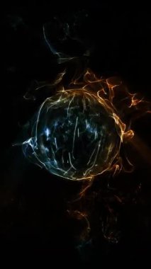 Kozmik enerjinin soyutlanması. Küre, enerji iplikçikleriyle doludur, ışık yayar, eşsiz bir uzay atmosferi yaratır..