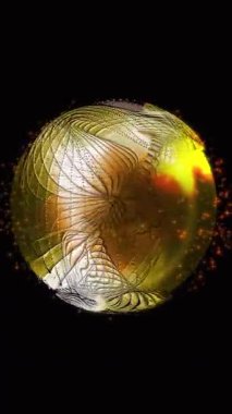 Metalik bir tonu olan fantastik bir küre enerji dalgalarının iplikleriyle kaplıdır..