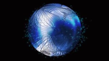 Metalik bir tonu olan fantastik bir küre enerji dalgalarının iplikleriyle kaplıdır..