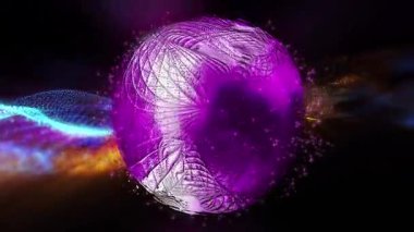 Metalik bir tonu olan fantastik bir küre enerji dalgalarının iplikleriyle kaplıdır..