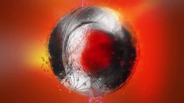 Metalik bir tonu olan fantastik bir küre enerji dalgalarının iplikleriyle kaplıdır..