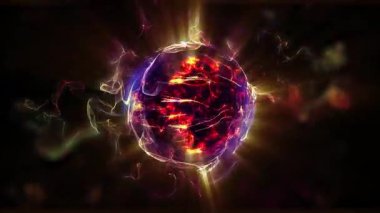 Kozmik enerjinin soyutlanması. Küre, enerji iplikçikleriyle doludur, ışık yayar, eşsiz bir uzay atmosferi yaratır..