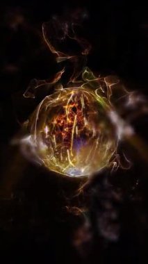 Kozmik enerjinin soyutlanması. Küre, enerji iplikçikleriyle doludur, ışık yayar, eşsiz bir uzay atmosferi yaratır..