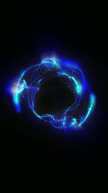 Kozmik enerji soyutlaması. Sanal küre, uzayın yaratıcılığını ve çekici gizemini vurgulayarak ışık ve dalgalarla oynar..