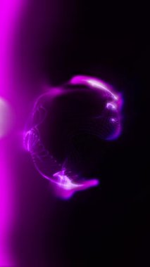 Kozmik enerji soyutlaması. Sanal küre, uzayın yaratıcılığını ve çekici gizemini vurgulayarak ışık ve dalgalarla oynar..