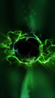 Kozmik enerji soyutlaması. Sanal küre, uzayın yaratıcılığını ve çekici gizemini vurgulayarak ışık ve dalgalarla oynar..