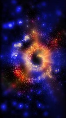 Peri masalı aydınlanması. Hayal ürünü bir galaksinin altın spiral havai fişekleri