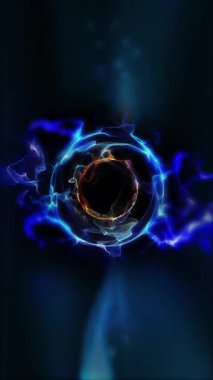 Kozmik enerji soyutlaması. Sanal küre, uzayın yaratıcılığını ve çekici gizemini vurgulayarak ışık ve dalgalarla oynar..