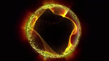 Kozmik enerji soyutlaması. Sanal küre, uzayın yaratıcılığını ve çekici gizemini vurgulayarak ışık ve dalgalarla oynar..