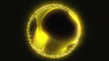 Kozmik enerji soyutlaması. Sanal küre, uzayın yaratıcılığını ve çekici gizemini vurgulayarak ışık ve dalgalarla oynar..