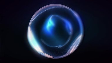 Kozmik enerji soyutlaması. Sanal küre, uzayın yaratıcılığını ve çekici gizemini vurgulayarak ışık ve dalgalarla oynar..