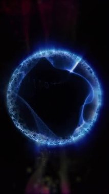 Kozmik enerji soyutlaması. Sanal küre, uzayın yaratıcılığını ve çekici gizemini vurgulayarak ışık ve dalgalarla oynar..