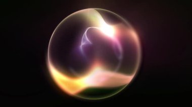Kozmik enerji soyutlaması. Sanal küre, uzayın yaratıcılığını ve çekici gizemini vurgulayarak ışık ve dalgalarla oynar..