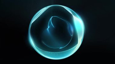 Kozmik enerji soyutlaması. Sanal küre, uzayın yaratıcılığını ve çekici gizemini vurgulayarak ışık ve dalgalarla oynar..