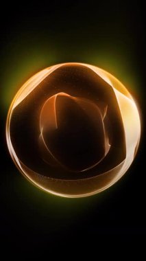 Kozmik enerji soyutlaması. Sanal küre, uzayın yaratıcılığını ve çekici gizemini vurgulayarak ışık ve dalgalarla oynar..