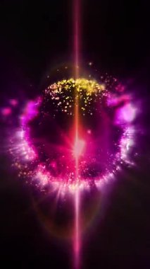 Kıvılcımlar saçan parlak yıldız şekilli parçacıklara sahip, tüylü dalgalarla dolu bir festival küresi..