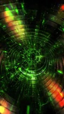 Özmerkezli ışık halkaları olan soyut geleceksel tünel.