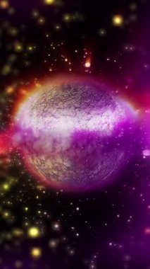 Dış uzayda dönen metalik tona sahip Cilt Gezegeni