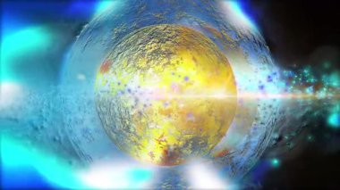 Dış uzayda dönen metalik tona sahip Cilt Gezegeni