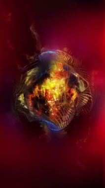 Kozmik enerji soyutlaması. Sanal küre, uzayın yaratıcılığını ve çekici gizemini vurgulayarak ışık ve dalgalarla oynar..