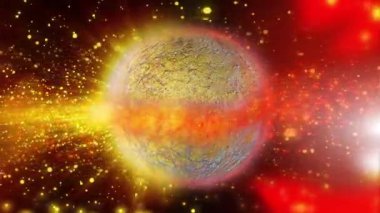 Dış uzayda dönen metalik tona sahip Cilt Gezegeni