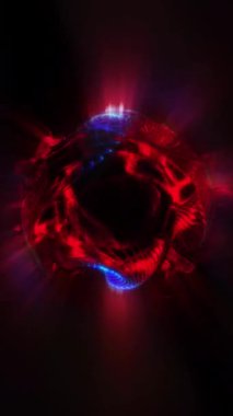 Kozmik enerji soyutlaması. Sanal küre, uzayın yaratıcılığını ve çekici gizemini vurgulayarak ışık ve dalgalarla oynar..