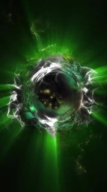 Kozmik enerji soyutlaması. Sanal küre, uzayın yaratıcılığını ve çekici gizemini vurgulayarak ışık ve dalgalarla oynar..