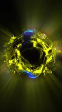 Kozmik enerji soyutlaması. Sanal küre, uzayın yaratıcılığını ve çekici gizemini vurgulayarak ışık ve dalgalarla oynar..