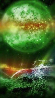 Dış uzayda dönen metalik tona sahip Cilt Gezegeni