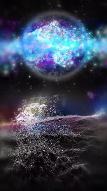 Dış uzayda dönen metalik tona sahip Cilt Gezegeni