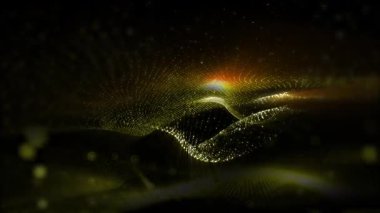 Parlak enerjinin sihirli dalgaları. Yüksek teknoloji gökkuşağı ışık parçacıkları ve bokeh enerjisi.