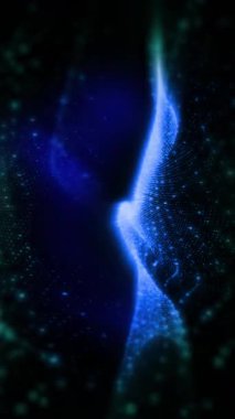 Parlak enerjinin sihirli dalgaları. Yüksek teknoloji gökkuşağı ışık parçacıkları ve bokeh enerjisi.