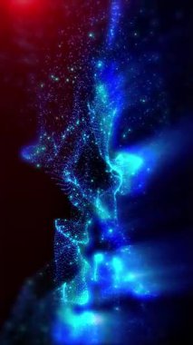 Parlak enerjinin sihirli dalgaları. Yüksek teknoloji gökkuşağı ışık parçacıkları ve bokeh enerjisi.