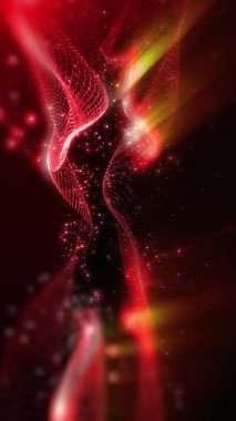 Parlak enerjinin sihirli dalgaları. Yüksek teknoloji gökkuşağı ışık parçacıkları ve bokeh enerjisi.