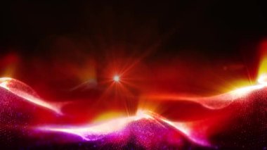 Parlak enerjinin sihirli dalgaları. Yüksek teknoloji gökkuşağı ışık parçacıkları ve bokeh enerjisi.