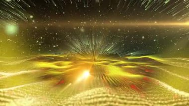 Parlak enerjinin sihirli dalgaları. Yüksek teknoloji gökkuşağı ışık parçacıkları ve bokeh enerjisi.