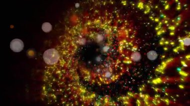 Peri masalı aydınlanması. Hayal ürünü bir galaksinin altın spiral havai fişekleri