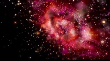 Büyüleyici bir manzara. Galaksinin spirali düzgün bir şekilde döner, göktaşları ve plazma akıntıları yayar..