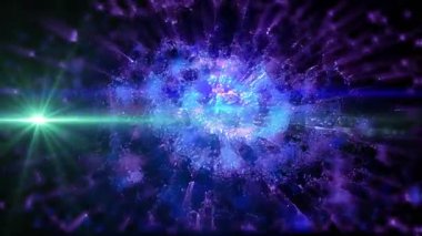 Büyüleyici bir manzara. Galaksinin spirali düzgün bir şekilde döner, göktaşları ve plazma akıntıları yayar..