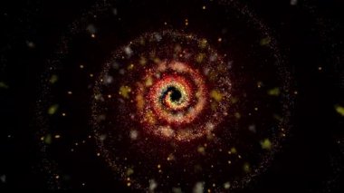 Büyüleyici bir manzara. Galaksinin spirali düzgün bir şekilde döner, göktaşları ve plazma akıntıları yayar..