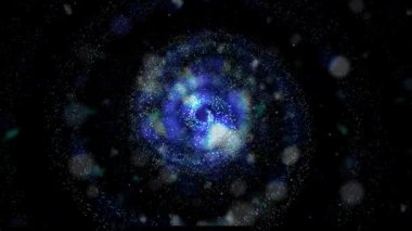 Büyüleyici bir manzara. Galaksinin spirali düzgün bir şekilde döner, göktaşları ve plazma akıntıları yayar..