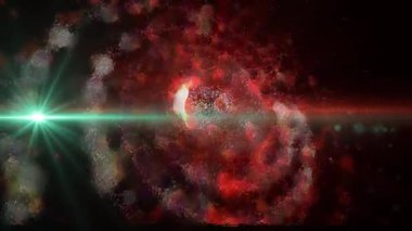 Büyüleyici bir manzara. Galaksinin spirali düzgün bir şekilde döner, göktaşları ve plazma akıntıları yayar..