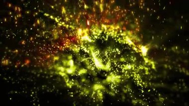 Parlak ışıkla dolu kozmik madde sanal uzayda döner ve enerji yayar..