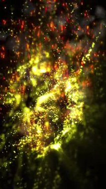 Parlak ışıkla dolu kozmik madde sanal uzayda döner ve enerji yayar..