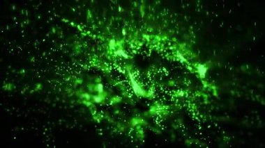 Parlak ışıkla dolu kozmik madde sanal uzayda döner ve enerji yayar..