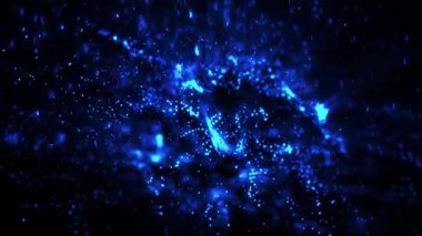 Parlak ışıkla dolu kozmik madde sanal uzayda döner ve enerji yayar..